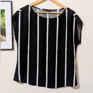 Banana Republic Black and White Vertical Stripe Blouse